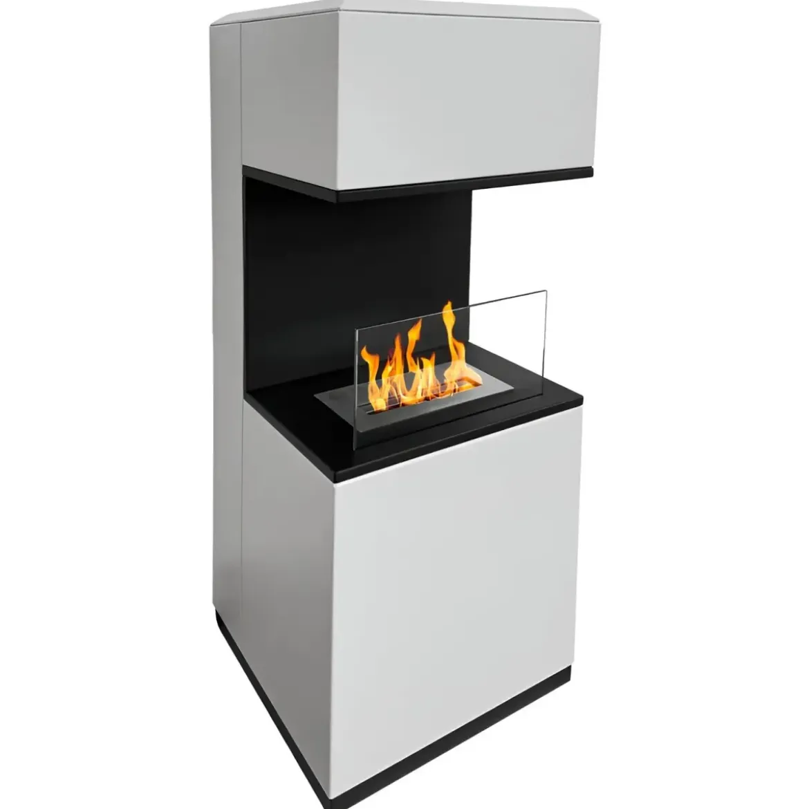 Biocamino da Pavimento con Bruciatore 1,2L Bianco 3,2kW Acciaio Inox