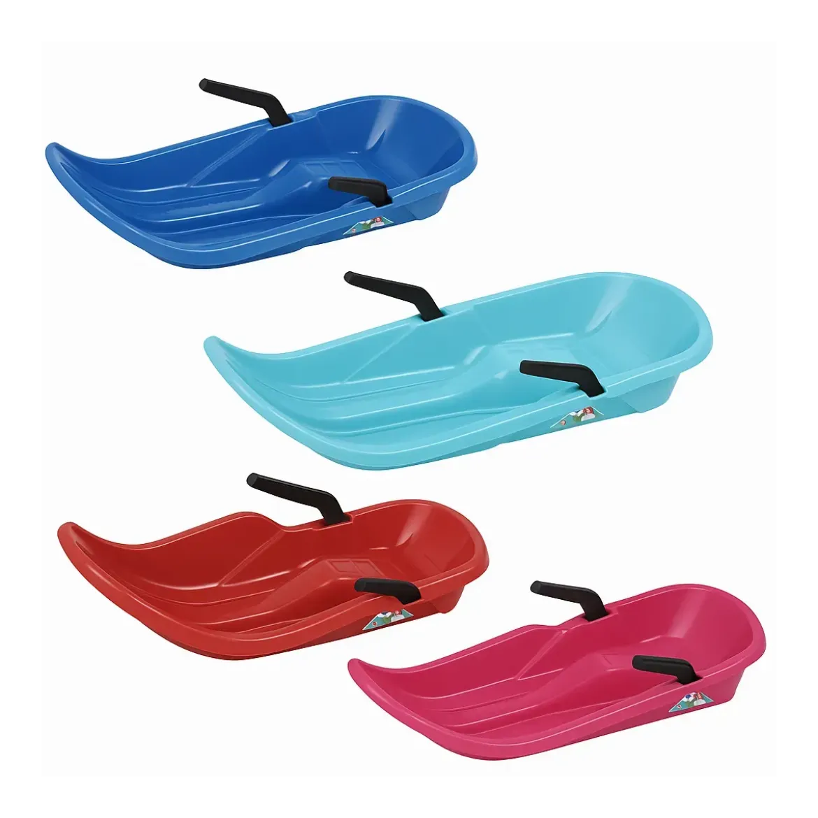 Bob Neve Bambini 80x33 cm Plastica Colorata con Freno e Sterzo