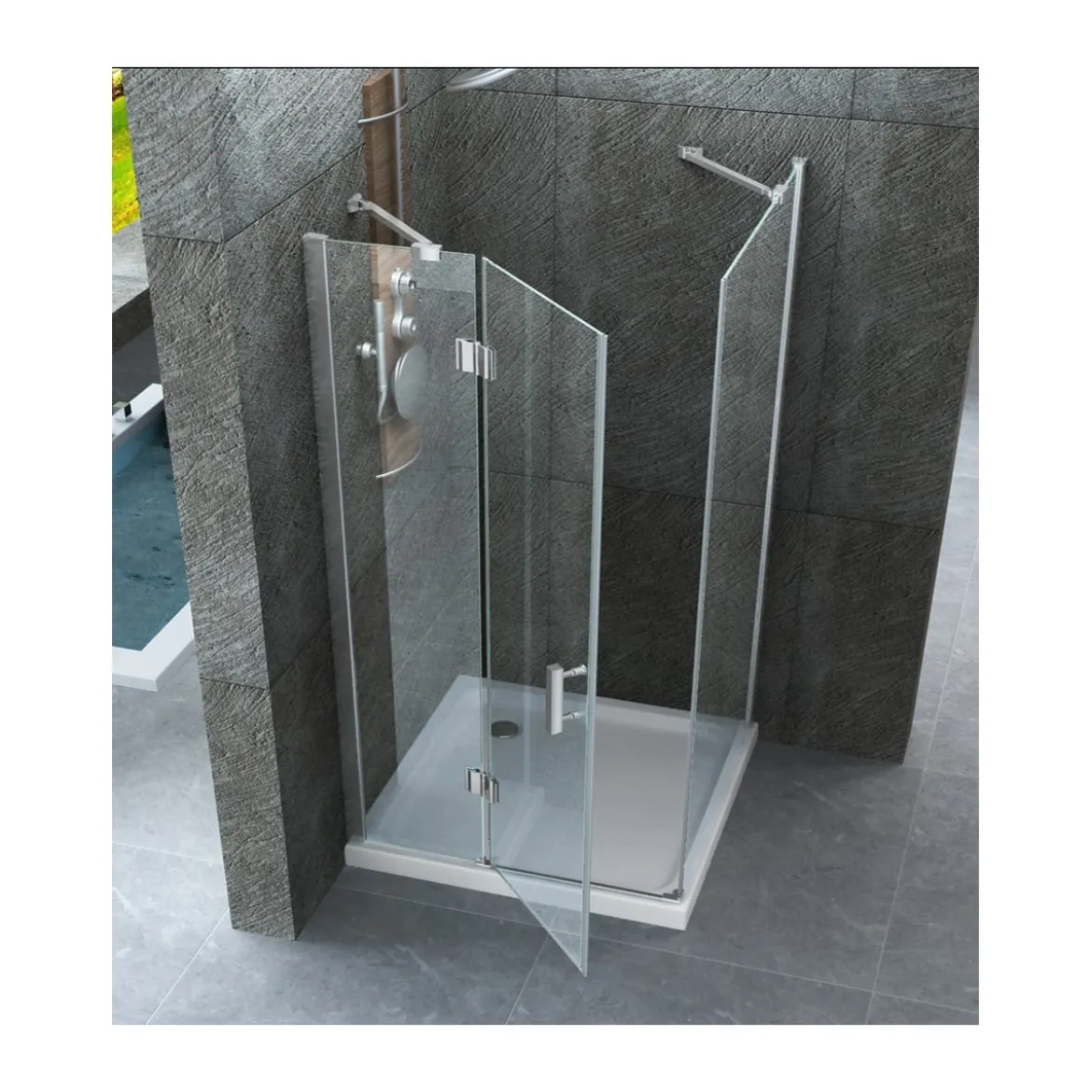 Box Cabina Doccia Anta Battente 80 90 100 120 140 Fissa Angolare 8mm Cristallo