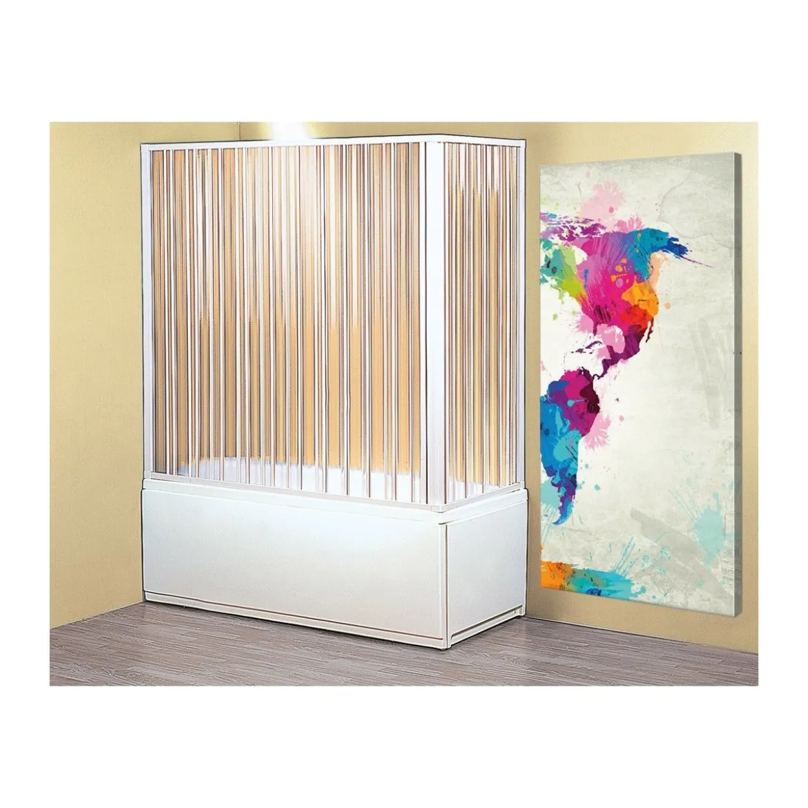 Box Doccia per Vasca 2 Lati in PVC a Soffietto Cabina Sopravasca Angolare Bagno