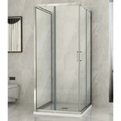 Box Doccia tre 3 Lati 6 mm 2 Scorrevoli Trasparente Anta fissa 70x 80 90 100 120