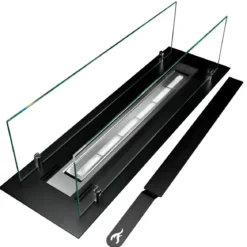 Bruciatore a Bioetanolo con Vetri da Incasso 65 cm 0,7L Acciaio Inox