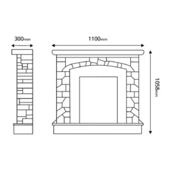 Caminetto Elettrico Classico 1500W Finitura Legno e Pietra e Suono Legna