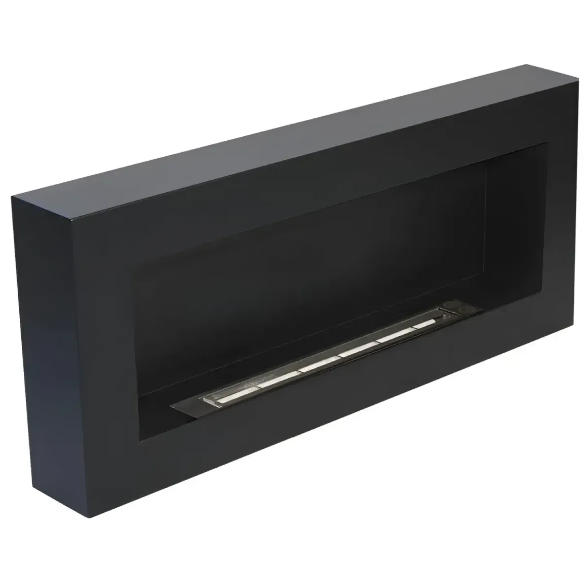 Camino a Bioetanolo da Parete 2,5 KW Nero Fiamma Reale Lana di Roccia