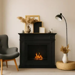 Camino a Bioetanolo 3,4 kW da Pavimento 1,2L Nero in Legno MDF