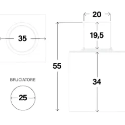 Camino a Bioetanolo 1,5L Bianco a Cilindro Ø35 da Pavimento Moderno
