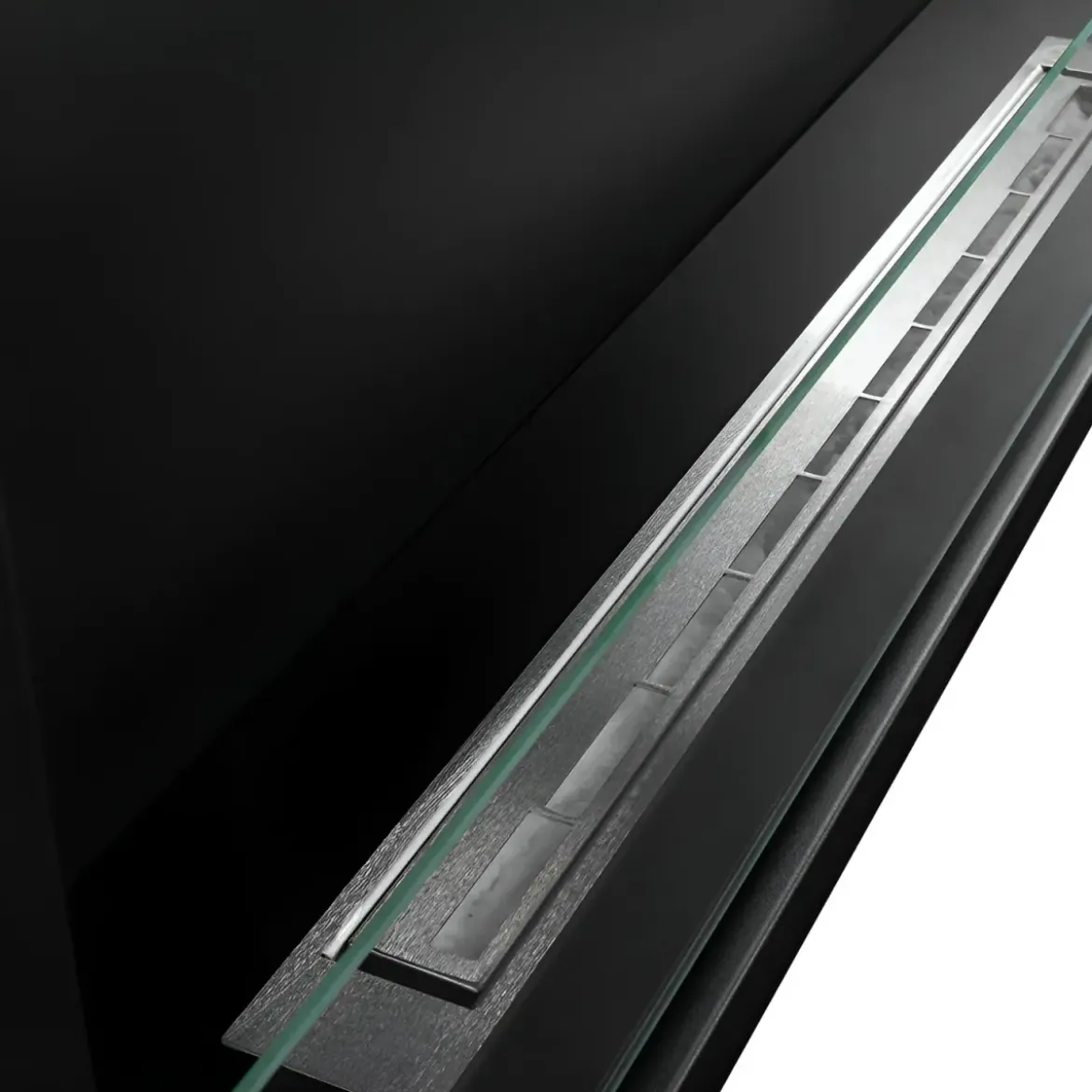 Camino a Bioetanolo 1,5L Nero da Incasso 120x45 cm Angolare a Destra