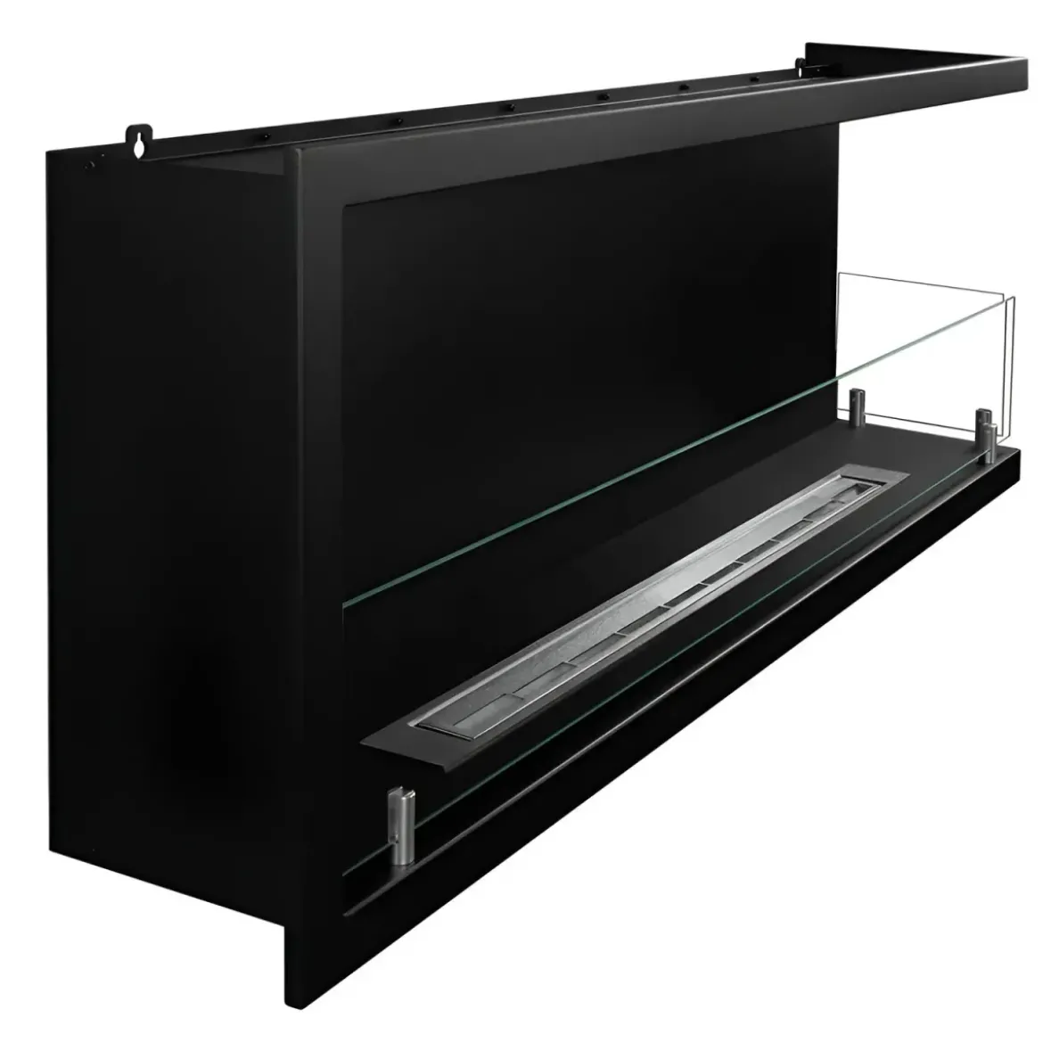 Camino a Bioetanolo 1,5L Nero da Incasso 120x45 cm Angolare a Destra