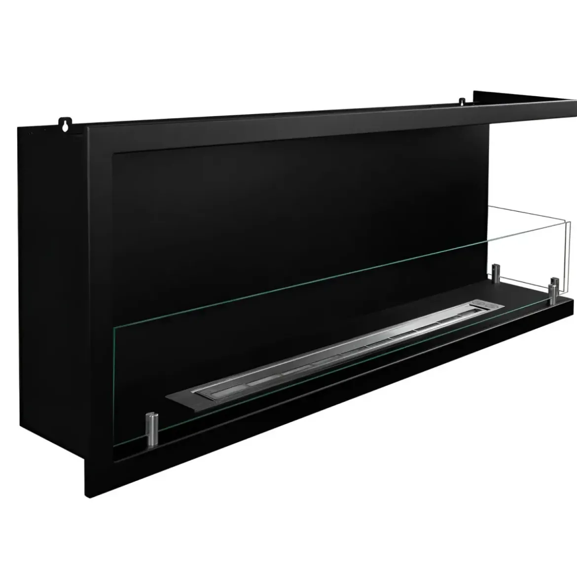 Camino a Bioetanolo 1,5L Nero da Incasso 120x45 cm Angolare a Destra