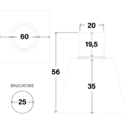 Camino Bioetanolo 1,5L Cono Ø60 Tortora da Terra da Interno Esterno