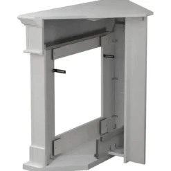 Camino Elettrico Angolare 1800W da Appoggio Legno Bianco per Interno
