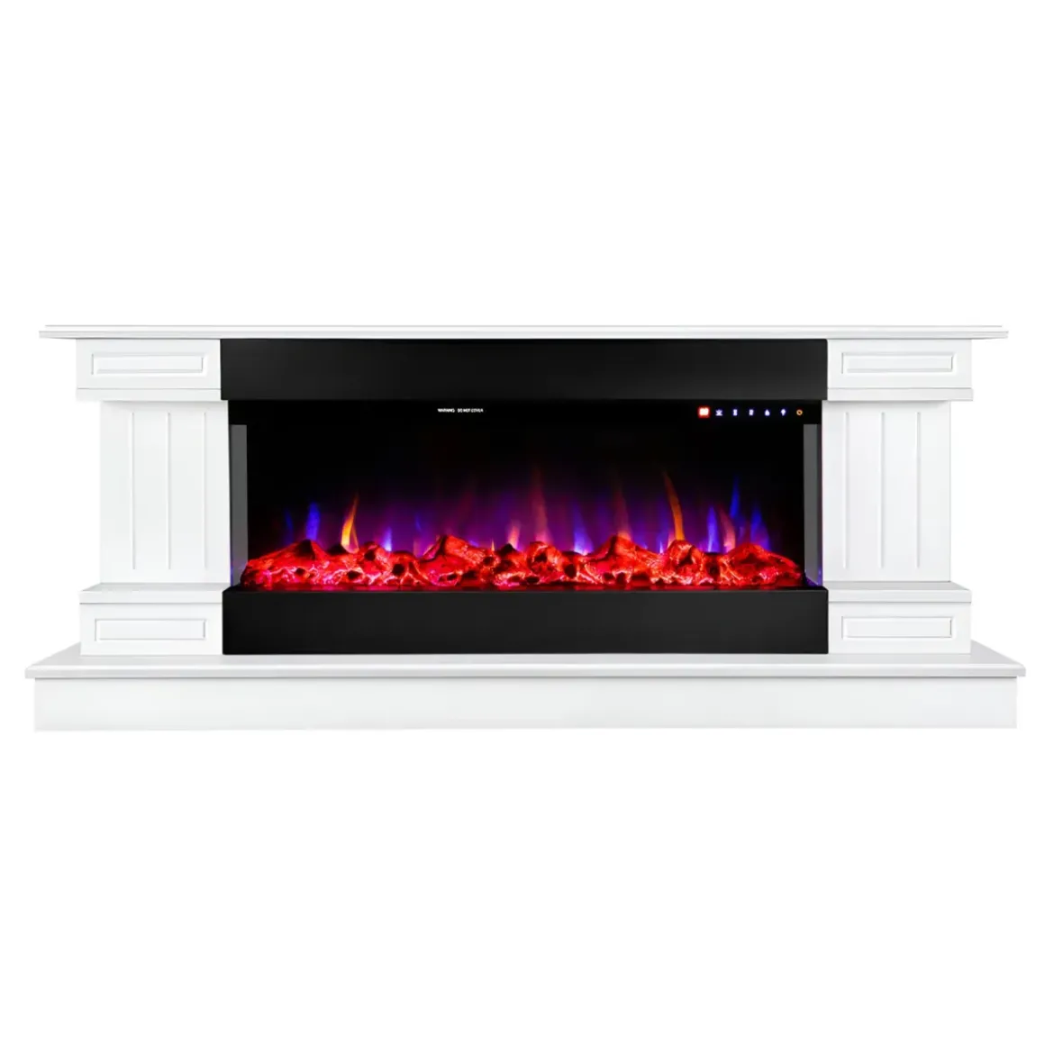 Camino Elettrico Bianco 1500W Riscaldante con Fiamma 3D e Termostato