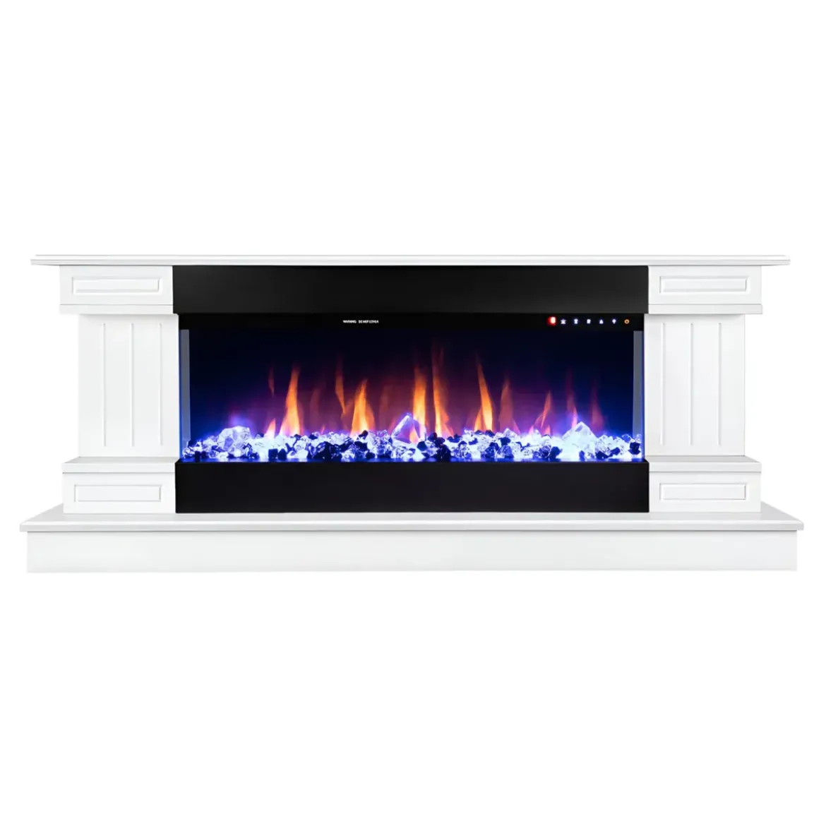 Camino Elettrico Bianco 1500W Riscaldante con Fiamma 3D e Termostato