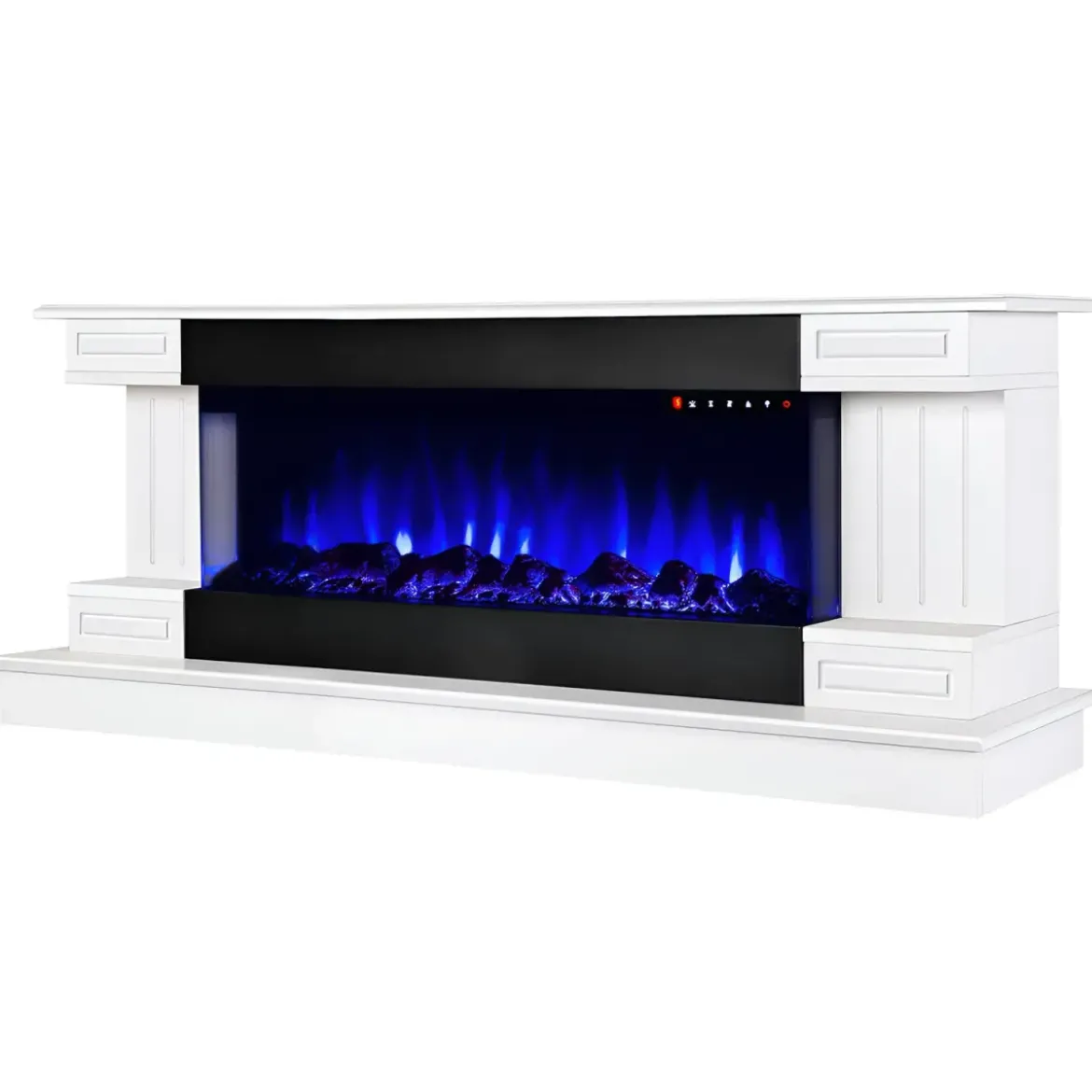 Camino Elettrico Bianco 1500W Riscaldante con Fiamma 3D e Termostato