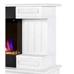 Camino Elettrico Bianco 1500W 181x43x60 con Fiamma 3D e Termostato