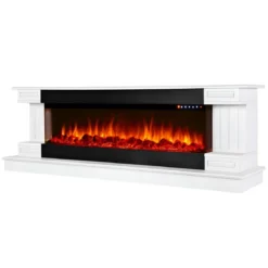 Camino Elettrico Bianco 1500W 181x43x60 con Fiamma 3D e Termostato