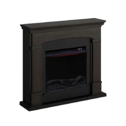 Camino Elettrico con Cornice Legno Wenge da Pavimento Caminetto Terra Programmi