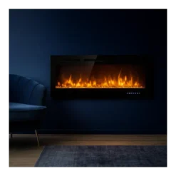 Camino Elettrico da Parete 1500 W Vetro Temperato LED Multicolore