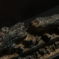 Camino Elettrico da Pavimento 1800W in Legno Effetto Marmo Nero