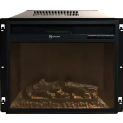 Camino Elettrico da Pavimento 1800W in Legno Effetto Marmo Nero