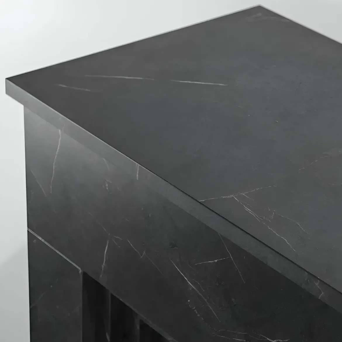 Camino Elettrico da Pavimento 1800W in Legno Effetto Marmo Nero