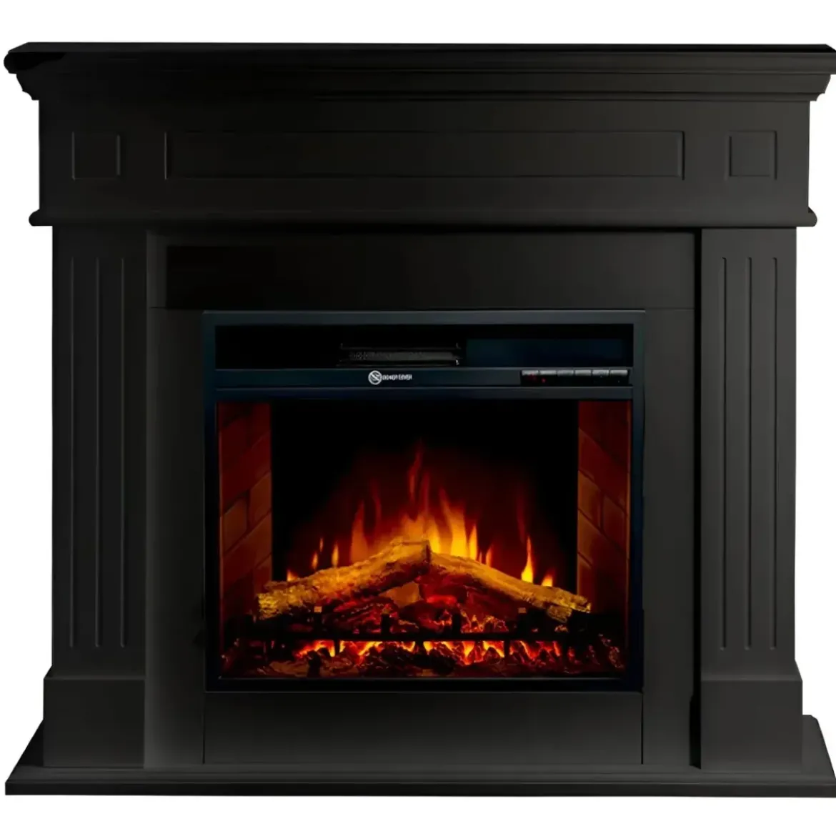 Camino Elettrico da Pavimento 1800W Legno MDF Nero per Soggiorno