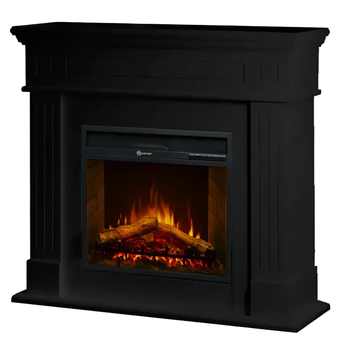 Camino Elettrico da Pavimento 1800W Legno MDF Nero per Soggiorno
