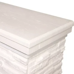 Camino Elettrico Moderno Bianco 2000W Effetto Pietra Finiture Oro
