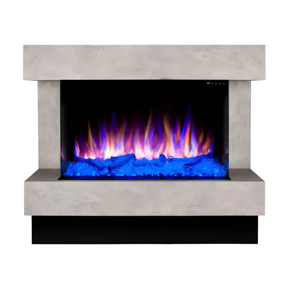 Camino Elettrico 1500W da Soggiorno Grigio con Fiamma 3D Multicolore