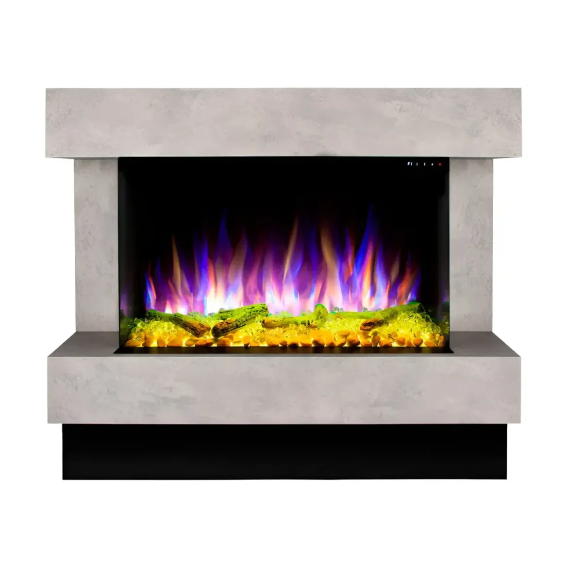 Camino Elettrico 1500W da Soggiorno Grigio con Fiamma 3D Multicolore