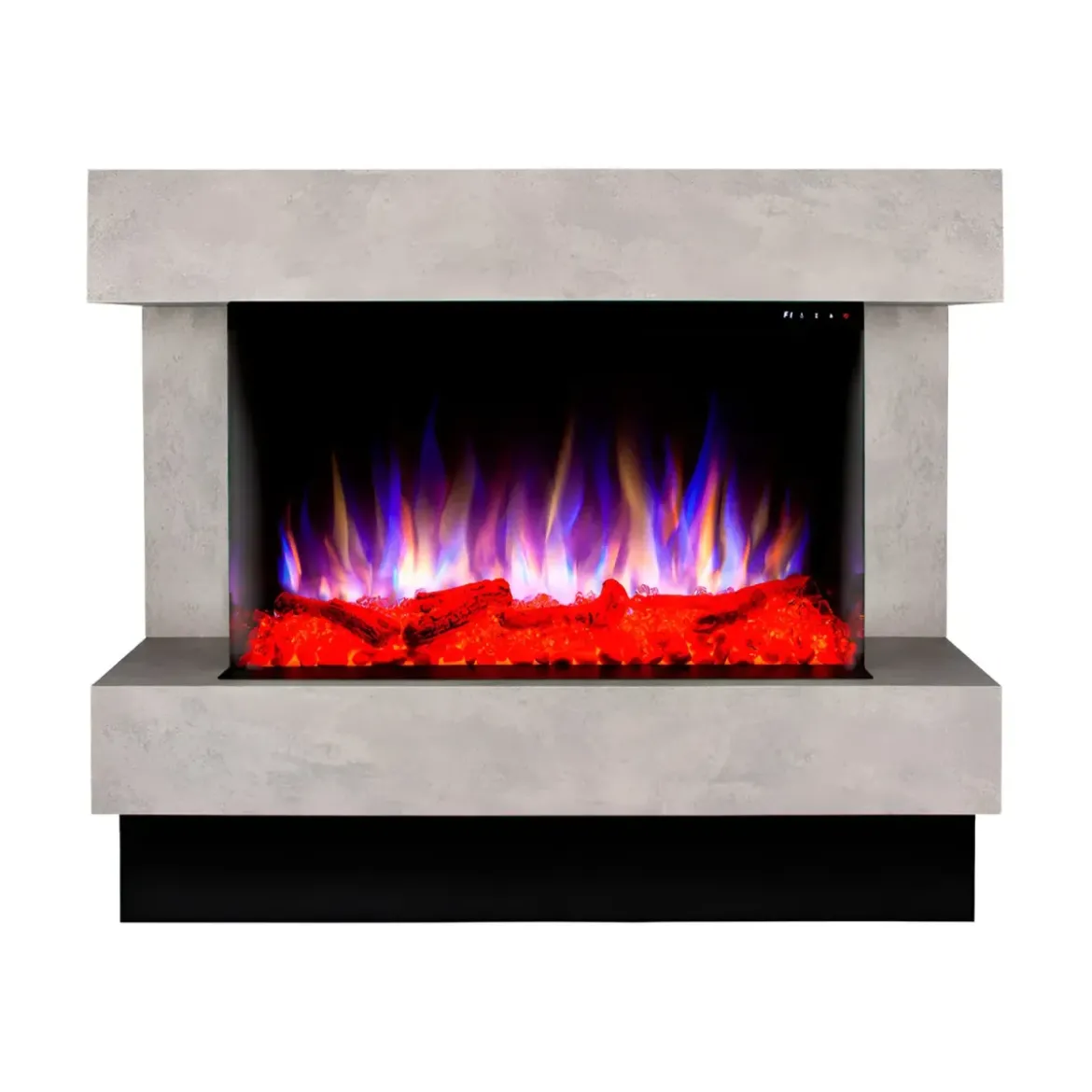 Camino Elettrico 1500W da Soggiorno Grigio con Fiamma 3D Multicolore