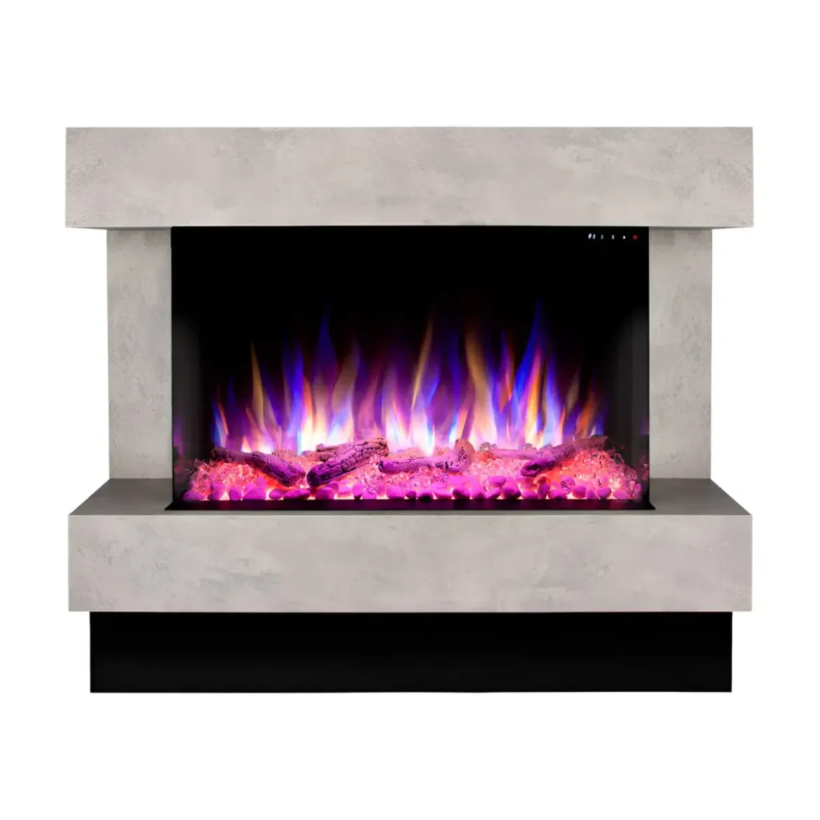 Camino Elettrico 1500W da Soggiorno Grigio con Fiamma 3D Multicolore