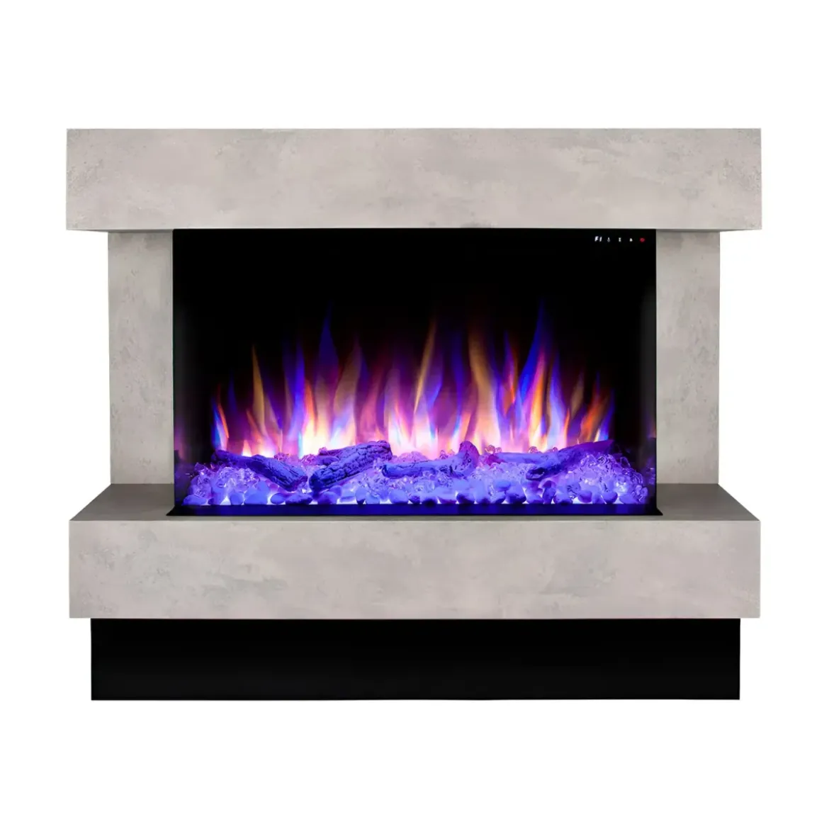 Camino Elettrico 1500W da Soggiorno Grigio con Fiamma 3D Multicolore