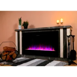 Camino Elettrico 1500W Effetto Marmo Decorativo da Soggiorno Grigio