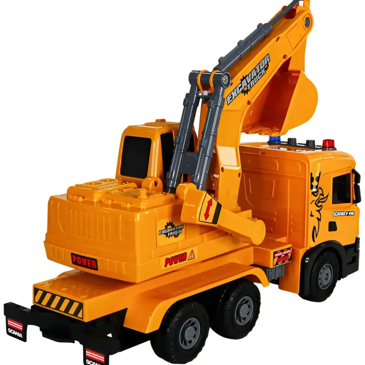 Camion Escavatore Giocattolo Scania Luci e Suoni con Braccio Mobile