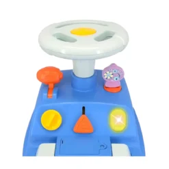 Camion per Bambini Cavalcabile Celeste con Rimorchio Luci e Volante