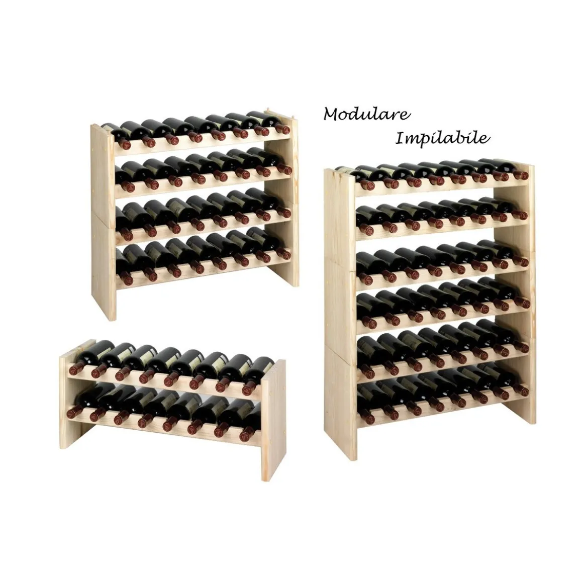 Cantina Vino Modulare in Legno Portabottiglie Cantinetta Scaffali Impilabile