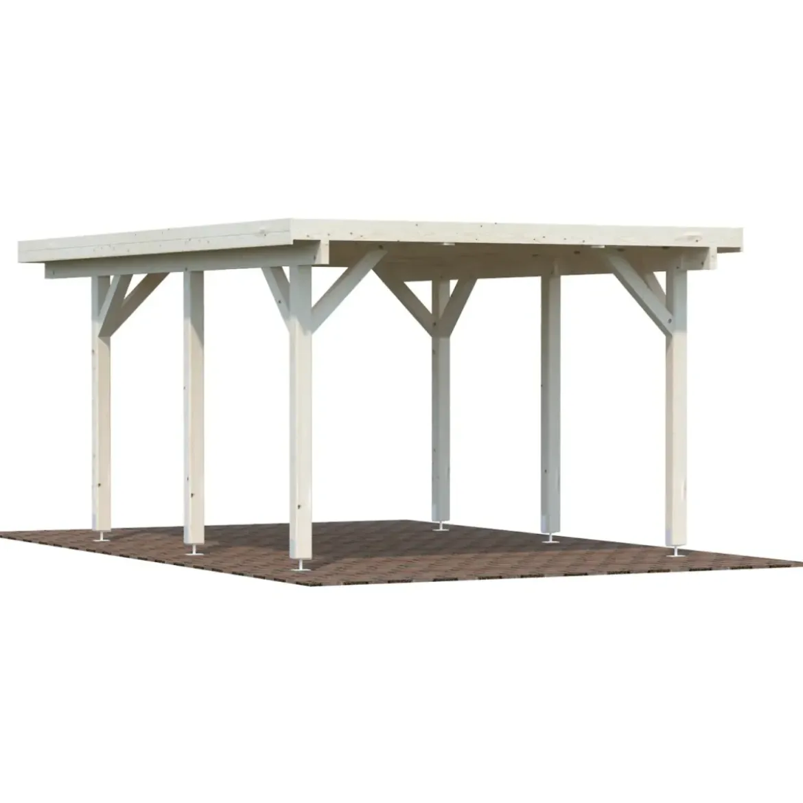 Carport Auto Singolo Legno Abete Grezzo 360x512x230 cm con Copertura