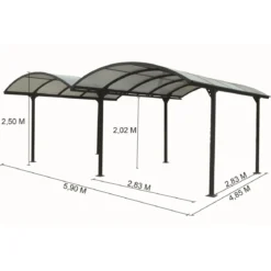 Carport in Alluminio 6x5 metri Policarbonato Gazebo Posto Auto Capanno Tettoia