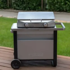 Carrello per Barbecue Campignaz in Acciaio con Ripiano Estraibile