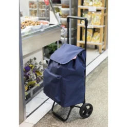 Carrello per Spesa Pieghevole Carrellino con Ruote Impermeabile Blu