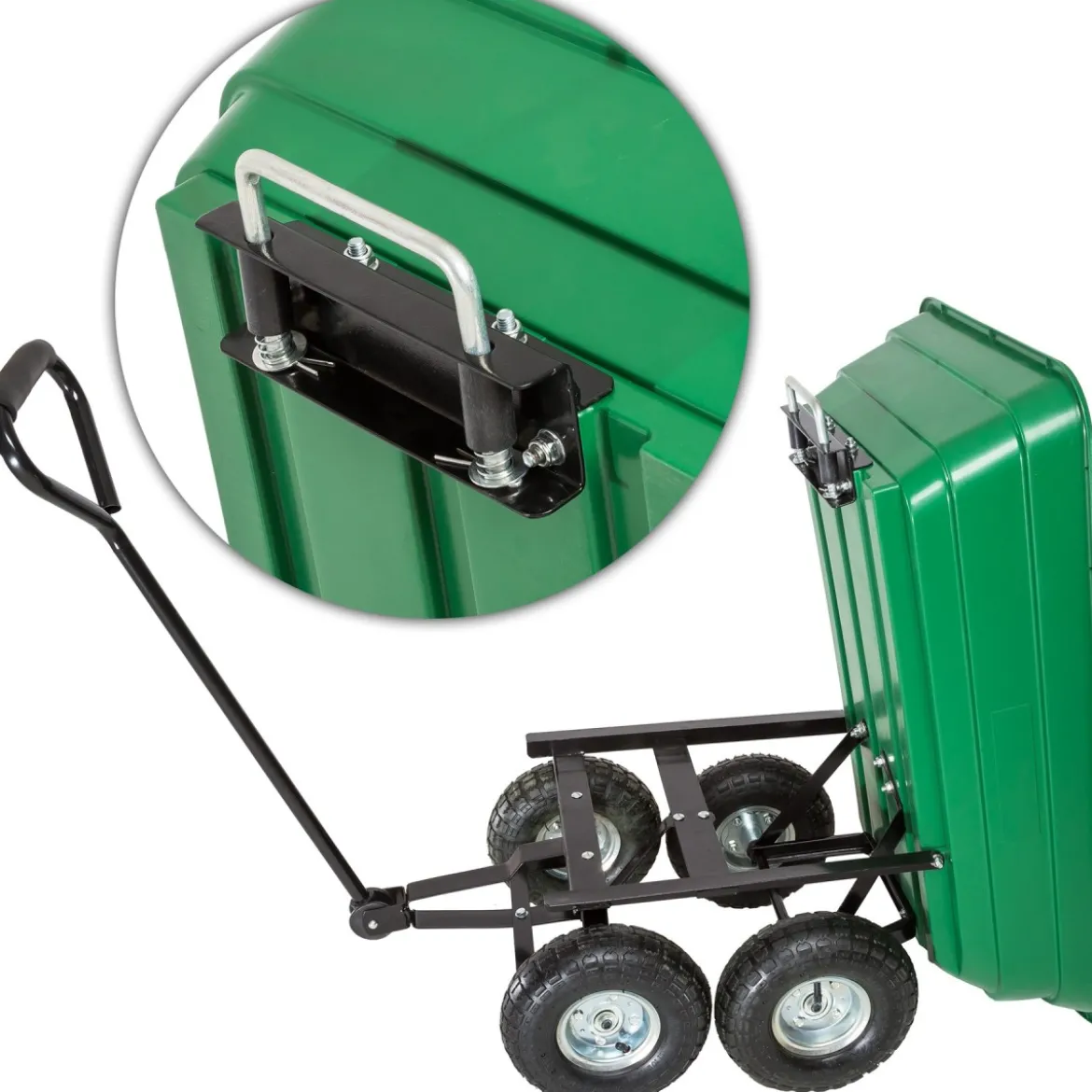 Carrello Portatutto 4 ruote Sterzanti Ribaltabile Carretto da Giardino Rimorchio
