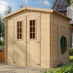 Casetta da Esterno in Legno 2x2 m Doppia Porta Finestrata Deposito