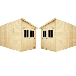 Casetta da Giardino Addossata 2x4 m in Legno 17 mm Porte con Finestre
