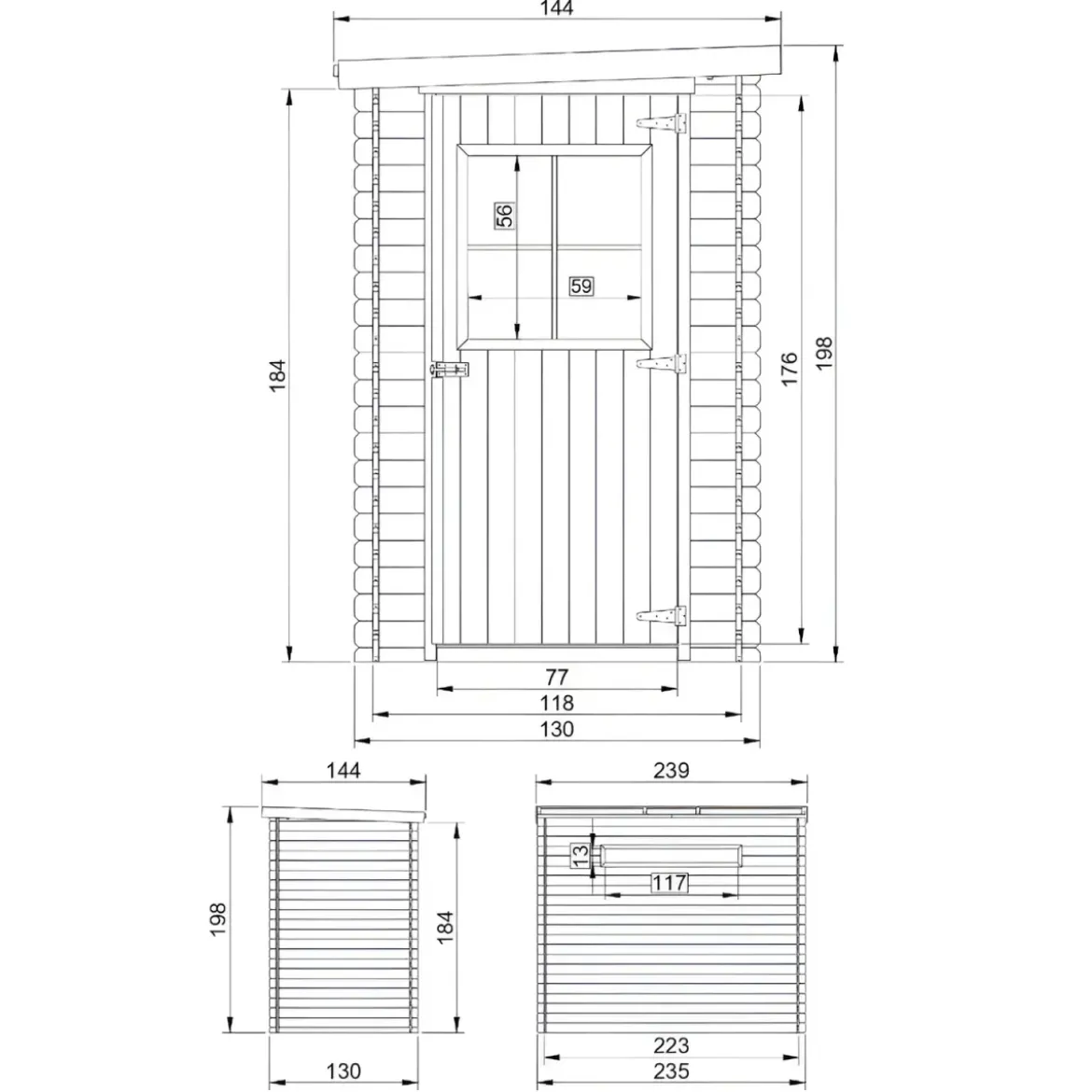 Casetta da Giardino a Parete in Legno 144x239 cm 19 mm