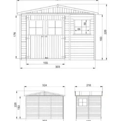 Casetta da Giardino in Legno Grezzo 3x2 m 6 m2 Box con Pavimento