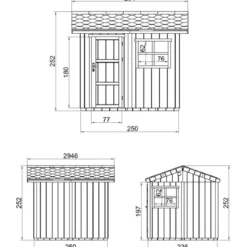 Casetta da Giardino in Legno Grigio Chiaro 236x250 cm 6 m2 Pavimento