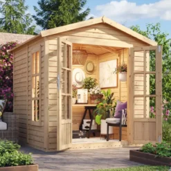 Casetta da Giardino in Legno Grezzo 2x2m 4 m2 Pavimento Porta Vetrata