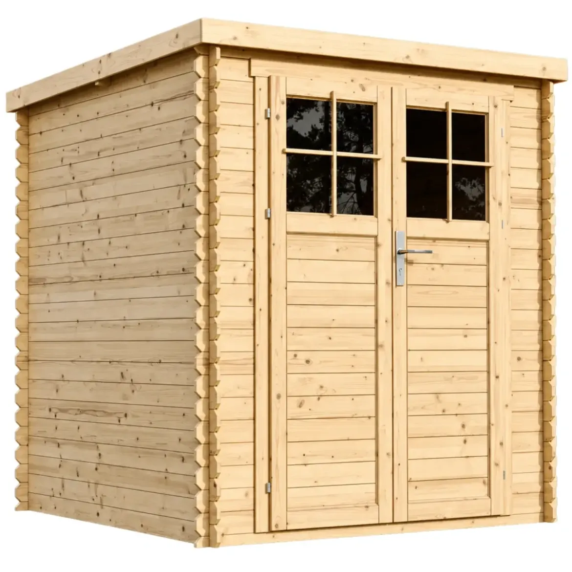 Casetta da Giardino in Legno 2x2 19 mm Doppia Porta con Serratura