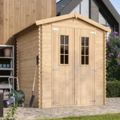Casetta da Giardino in Legno 180x180 Tetto OSB Doppia Porta 19 mm
